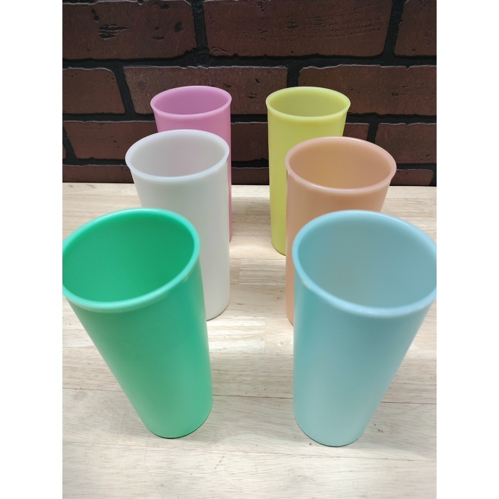 Set of 6 Vintage Pastel TUPPERWARE # 107 Tall Tumbler 6.5" Cups